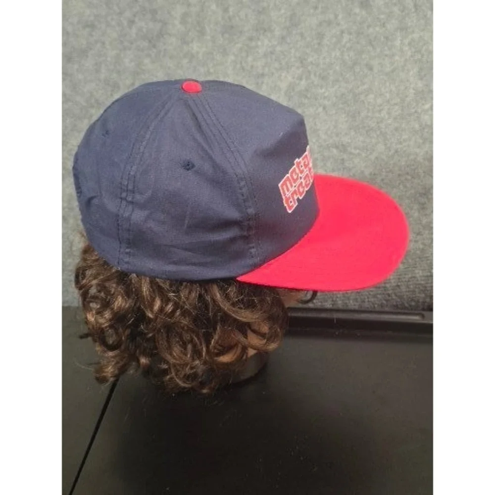 Metal Treating Vintage Snapback Hat Navy Blue‎ Red Two Tone Cotton Workwear Cap